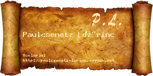 Paulcsenetz Lőrinc névjegykártya